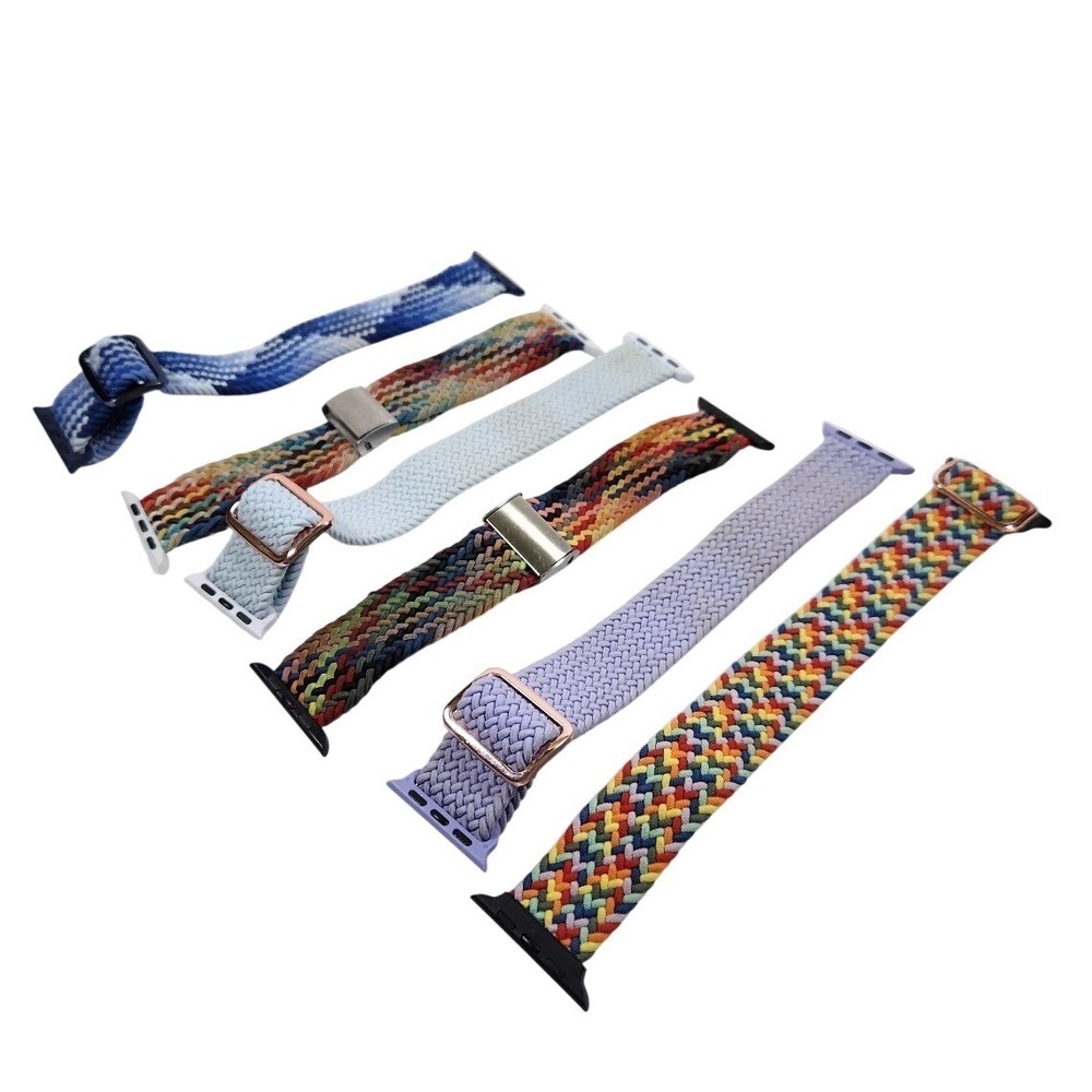6‎ Pack Braided Solo Loop Adjustable Bands for Apple Watch Multi Color Set